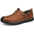 thumbnail image 1 of Men's Casual Driving Loafers Flats Boat Leather Fashion Hand Stitching Large Size Ankle Boots Oxford Moccasin Comfortable Shoes Yellow 7.5 US, 1 of 7