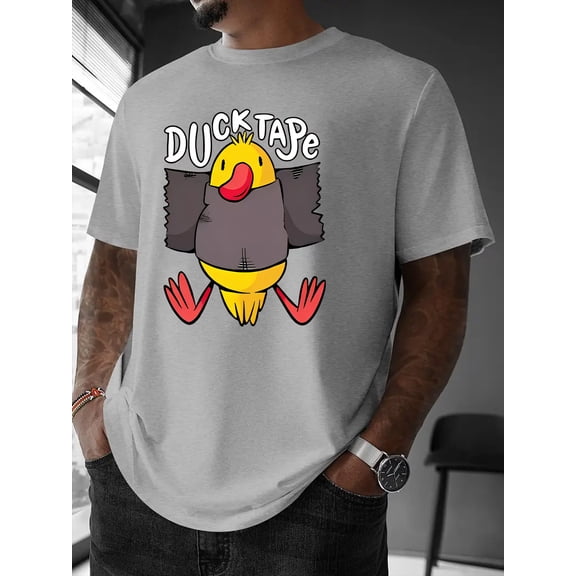 Men's Casual Duck Tape Graphic Tee - Fun Cartoon Duck Print Short Sleeve T-Shirt, Summer Streetwear for Couples