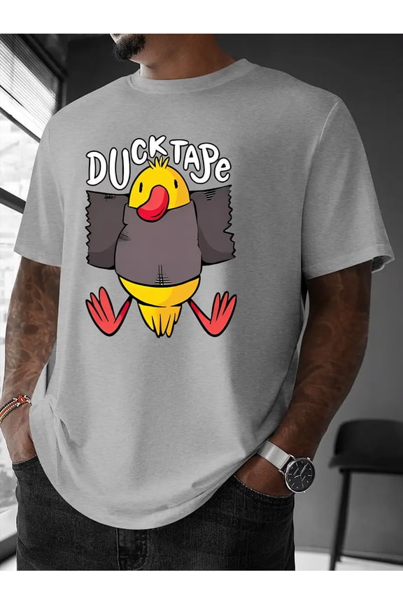 Men's Casual Duck Tape Graphic Tee - Fun Cartoon Duck Print Short Sleeve T-Shirt, Summer Streetwear for Couples