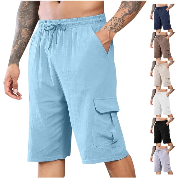 Men's Casual Elastic Waist Drawstring Shorts, Polyester Quick Dry Lightweight Comfortable Shorts, Summer Beach Vacation Gym Workout Outdoor Essentials | JASKFLY,White XL