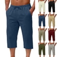 thumbnail image 1 of Men's Casual Elastic Waist Drawstring Straight Leg Cropped Pants, Trousers Joggers, Quick Dry Breathable Lightweight, for Gym Workout Running Daily Wear, Summer Outdoor | AESTIVO,Beige XL, 1 of 8