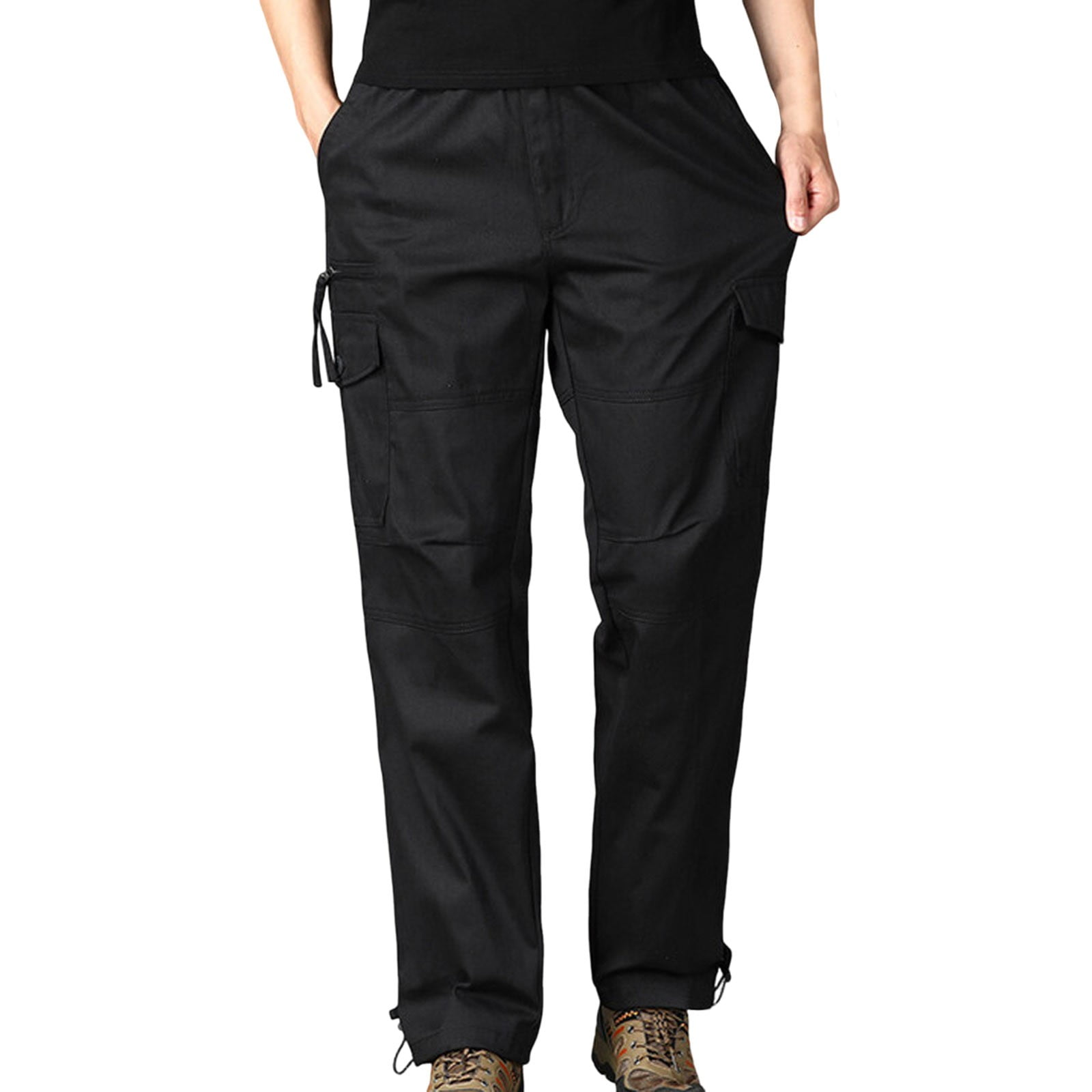 Moosehill Women's Cargo Pants - High Waisted, Water Resistant, Baggy Tactical Pants With 7 Pockets (Beige, Size 18, 30" Inseam)