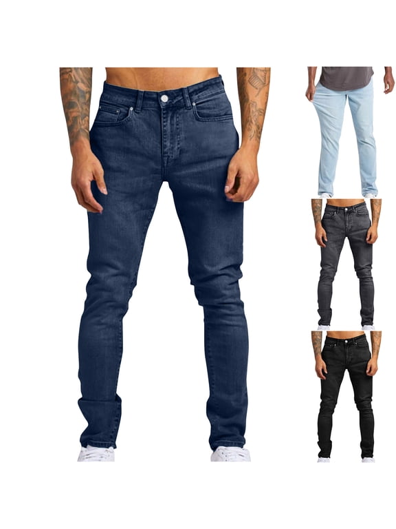 Men's Casual Elastic Waist Pants, Trousers, Cargo Jeans, Straight Leg Work Joggers, Lightweight Breathable Outdoor Hiking Spring, Everyday Essentials | JASKFLY,Light Blue S(30)