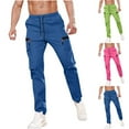 thumbnail image 1 of Men's Casual Elastic Waist Pants, Workwear Trousers, Drawstring Pocket, Lightweight Quick Dry Straight Leg Pants for Daily Work Gym Running | Zenithor,Hot Pink M, 1 of 8