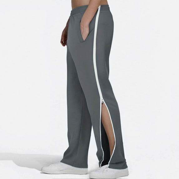 Men's Casual Elastic Waist Pants with Pockets, Solid Color Loose Fit Full Length Trousers for Daily Wear