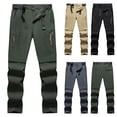 thumbnail image 1 of Men's Casual Elastic Waist Solid Outdoor Convertible Zip-Off Button & Zipper Long Pants Trousers, Straight Leg, Multi-Pockets, Lightweight, Breathable, Hiking, Travel, | AKLJWH,Dark Gray XL, 1 of 9