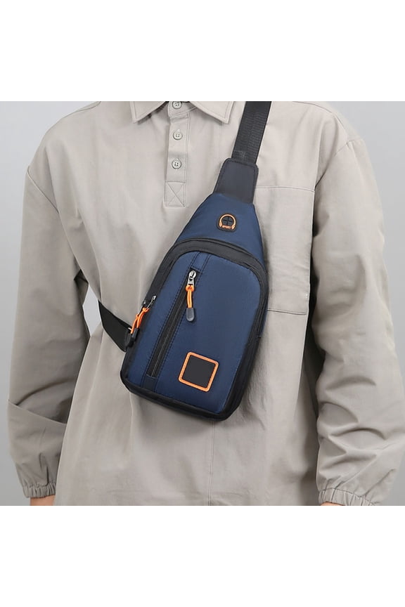 Men's Casual Fashion Chest Bag, Large Storage High Density Waterproof Crossbody Pack, Multifunctional Front Sling Bag, Dark Gray Dark Blue Army Green