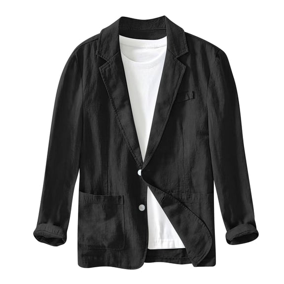 Men's Casual Fashion Jacket, Solid Color Long Sleeve Design with Pockets for Everyday Wear and Urban Style,Black,M