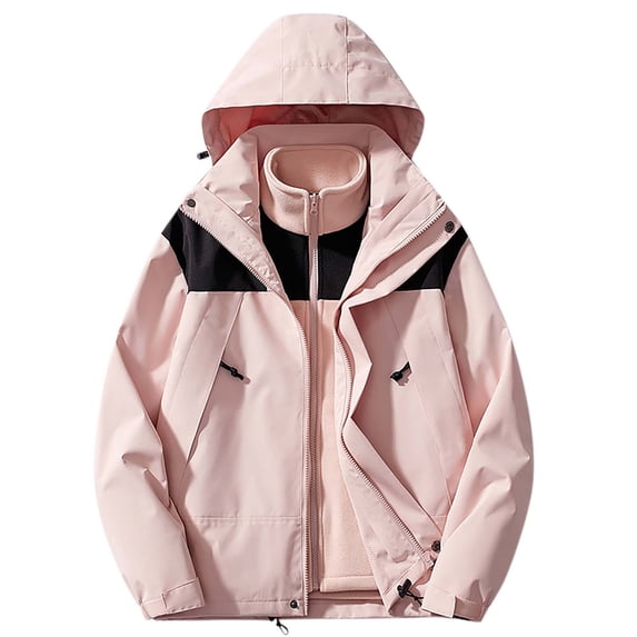 Men's Casual Fashion Outdoors Sports Zipper Pockets Solid Color Hooded Long Sleeve Turndown Collar Blouse Tops Jacket