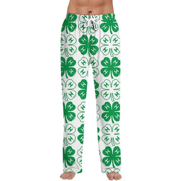 Men's Casual Fashion Pajama Pants St Patrick's Day Print Drawstring Full Length Lounge Pants Comfortable Polyester Spring Summer Wear 2026 Mint Green XL