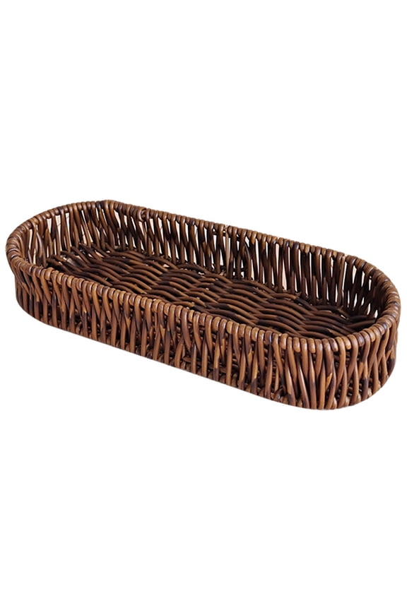 1Pack Coffee Colored Plastic Bread Sampling Basket Suitable for Home and Restaurant Use 24.00X9.50X4.00CM