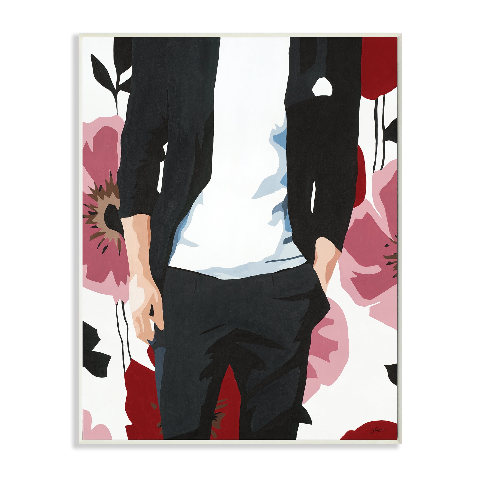 Stupell Industries Men's Casual Fashion Suit Pink Floral Pattern,10 x 15,Designed by Beth Ann Lawson