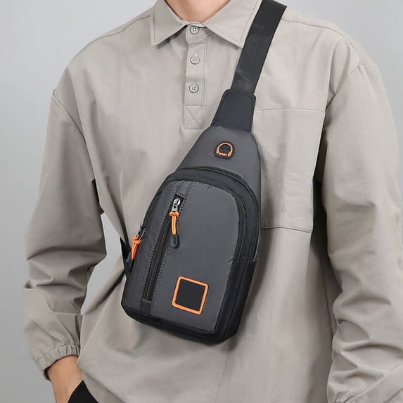 Men's Casual Fashionable Chest Bag,Large Storage Capacity Thickened High Density Fabric,Multifunctional Waterproof Chest Bag,Multiple Compartments,Adjustable Strap,Dual Carrying Ways,Headphone Design