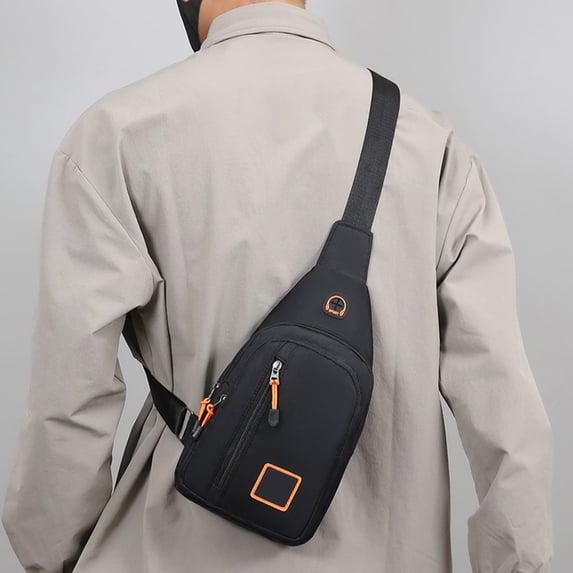 Men's Casual Fashionable Chest Bag,Large Storage Capacity Thickened High Density Fabric,Multifunctional Waterproof Chest Bag,Multiple Compartments,Adjustable Strap,Dual Carrying Ways,Headphone Design
