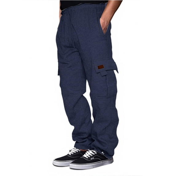 Men's Casual Fitness Running Trousers Pocket Sweatpants with Drawstring Loose Waist Athletic Bottoms for Everyday Wear