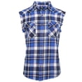 thumbnail image 1 of Men's Casual Flannel Plaid Shirt Sleeveless Cotton Plus Size Vest Blue&White L, 1 of 5