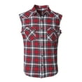 thumbnail image 1 of Men's Casual Flannel Plaid Shirt Sleeveless Cotton Plus Size Vest Red and Black S, 1 of 5
