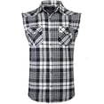 thumbnail image 1 of Men's Casual Flannel Plaid Shirt Sleeveless Cotton Plus Size Vest White and Black L, 1 of 5