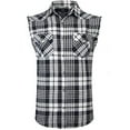 thumbnail image 1 of Men's Casual Flannel Plaid Shirt Sleeveless Cotton Plus Size Vest White and Black S, 1 of 5