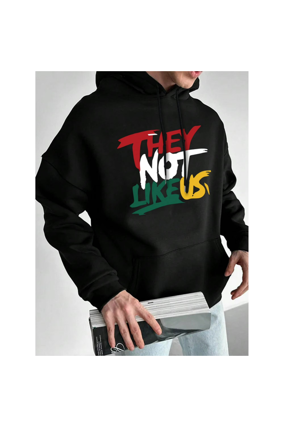Men's Casual Fleece Hoodie with Letters, Women Daily Sweatshirts