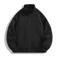 thumbnail image 1 of Men's Casual Fleece Jacket Solid Color Zipper Front Stand Collar Long Sleeve Lightweight Fall Outerwear, 1 of 9
