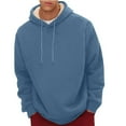 thumbnail image 1 of Men's Casual Fleece Sherpa Lined Drawstring Hoodie Winter Warm Pullover Hooded Sweatshirt Blue M, 1 of 5