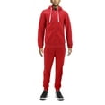 thumbnail image 1 of Men's Casual Fleece Sweater Pants Gym Running Athletic Jogging Track Suit Set (Red, L), 1 of 4