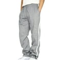 thumbnail image 1 of Men's Casual Fleece Sweatpants Open Bottom Loose Fit Moisture Wicking Track Pants Striped Athletic Joggers, 1 of 4