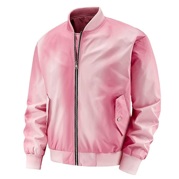 Men's Casual Flight Jacket Lightweight Windproof Baseball Style Stand Collar Outerwear for Spring Fall Seasons