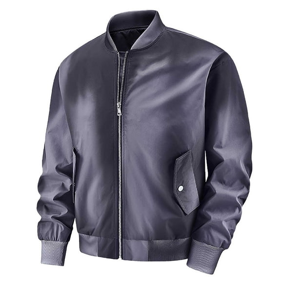 Men's Casual Flight Jacket Lightweight Windproof Baseball Style Stand Collar Outerwear for Spring Fall Seasons