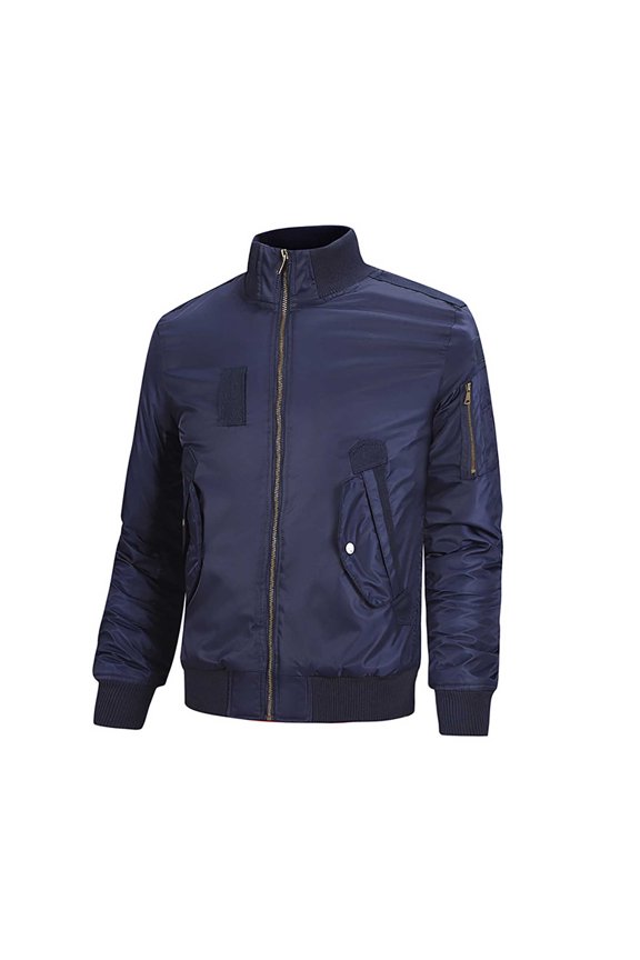 Men's Casual Flight Jacket Winter Warm Lined Thickened Padded Coat Loose Fit Cargo Pocket Outdoor Windproof