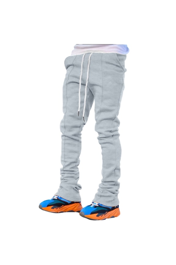 Men's Casual Four Season Flared Trousers with Slim Fit Design and Elastic Tie Waist for Comfortable Daily Wear Pants Mens Fashion Joggers Sports Pants Trousers Mens Long Pants