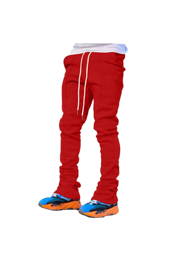 Men's Casual Four Season Flared Trousers with Slim Fit Design and Elastic Tie Waist for Comfortable Daily Wear Pants Mens Fashion Joggers Sports Pants Trousers Mens Long Pants