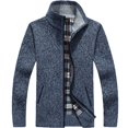 thumbnail image 1 of Men's Casual Full Zip Thick Knitted Cardigan Sweaters with Pockets, 1 of 8