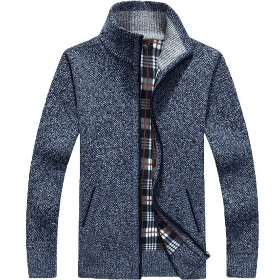 Men's Casual Full Zip Thick Knitted Cardigan Sweaters with Pockets