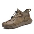 thumbnail image 1 of Men's Casual Genuine Leather Shoes Outdoor Lightweight Breathable Hand-Stitched Boots for Driving Walking Classic Shoes Yellow 7 US, 1 of 7