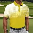 thumbnail image 1 of Men's Casual Golf Shirt - Short Sleeve Geometry Printed Gradient Breathable Sports Casual Work Tee for Daily Wear Yellow XL, 1 of 5