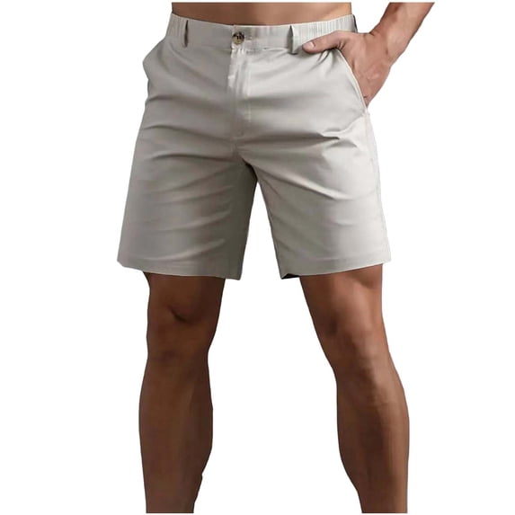 Men's Casual Golf Shorts Quick Dry Lightweight 7" Inseam Short Pants, Flat Front Elastic Waistband Summer Shorts with Belt Loops & Pockets for Travel Work Performance