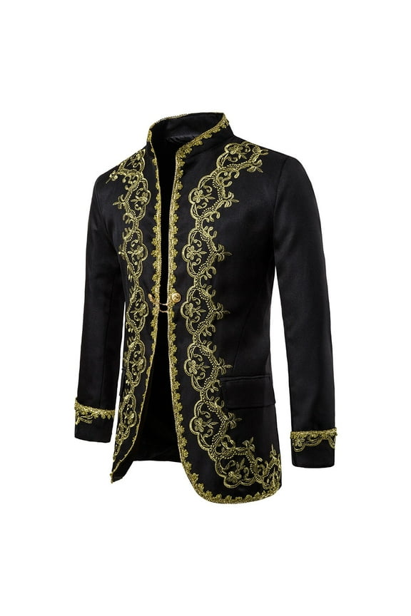 Men's Casual Gothic Jacket Punk Outwear Long Sleeve Shirt CoatLong Puffer Flannel Fleece Sherpa Down Shirts Casual Coats Skull Cardigan