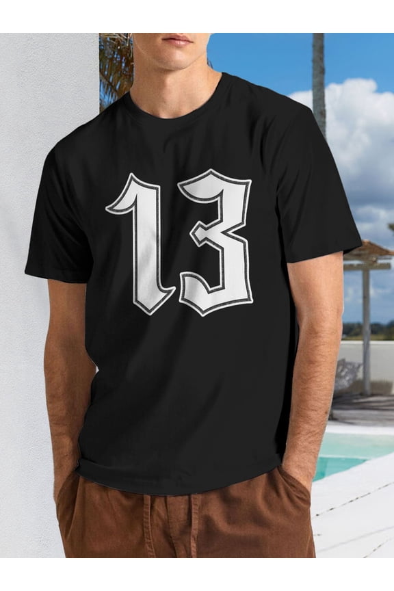 Casual Gothic Old English Lucky Number 13 Graphic Men's  Women's T-Shirt