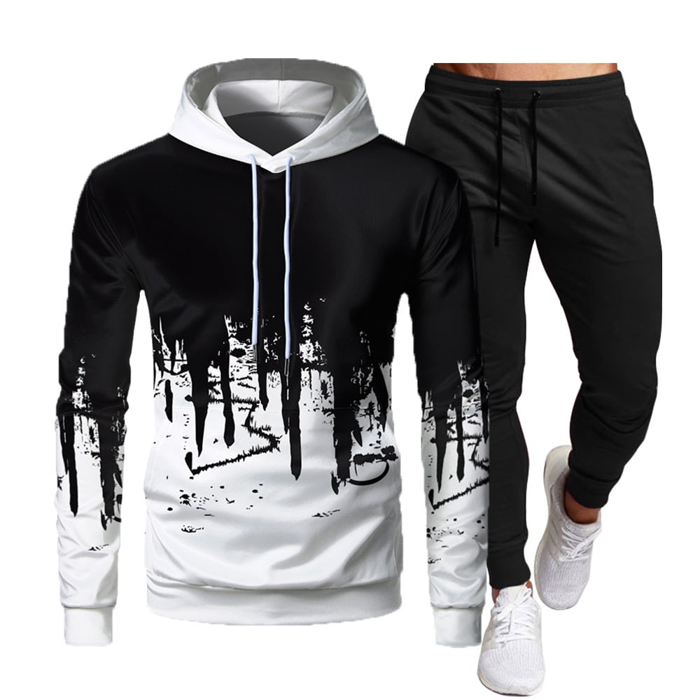 Men's Casual Graffiti Print Tracksuits 2 Piece Outfit Casual Long Sleeve  Sweat Suit Set Sports Jogging Suits - Walmart.com