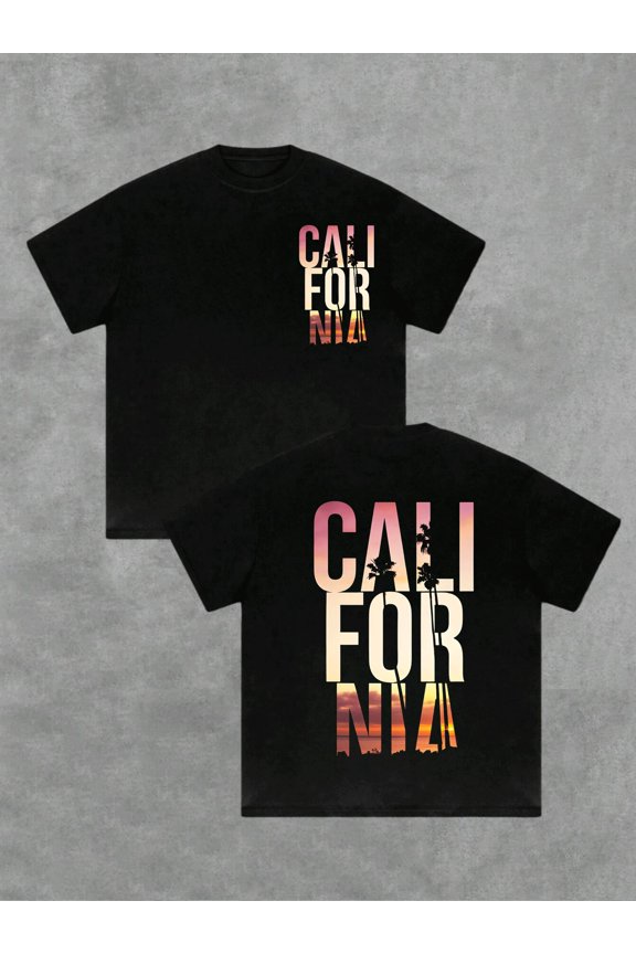 Men's Casual Graphic California Sunset T-Shirt