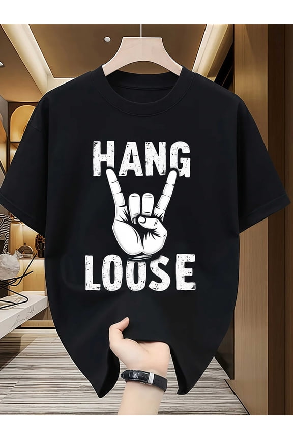 Men's Casual Graphic Hang Loose Hand T-Shirt