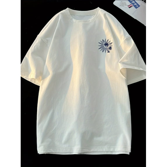 Men's Casual Graphic Print Short Sleeve T-Shirt - "Forever Chasing Sunsets" Beach Design, Regular Fit Round Neck Everyday Fashion