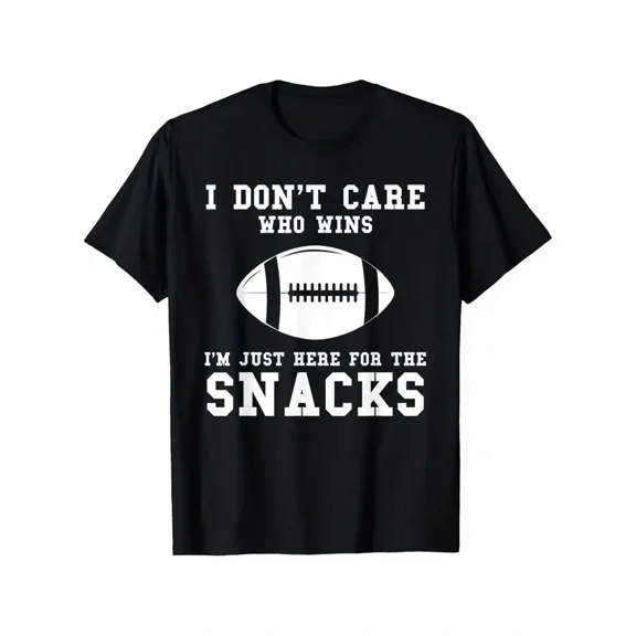 Men's Casual Graphic T-Shirt with Funny Snack Slogan, Breathable Cotton Fabric