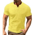 thumbnail image 1 of Men's Casual Henley Shirt Comfortable Short Sleeve Round Neck Button Decoration T-Shirt Sports Top, 1 of 4