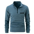 thumbnail image 1 of Men's Casual Henley Shirt Half Zipper Stretch Long Sleeve Shirts for Men Turn-down Collared Casual Formal Solid Shirts Lightweight Tees Tops With Pocket, 1 of 7