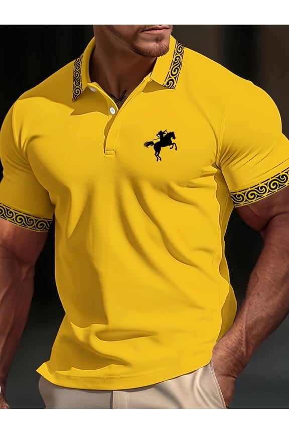 Men's Casual Henley Shirts Classic Button Cotton Short Sleeve T-Shirt Summer Basic Solid Lightweight Tees Tops Yellow 3XL