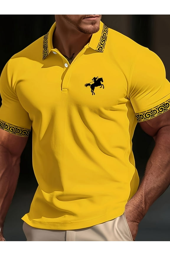 Men's Casual Henley Shirts Classic Button Cotton Short Sleeve T-Shirt Summer Basic Solid Lightweight Tees Tops Yellow XL