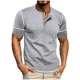 thumbnail image 1 of Men's Casual Henley Shirts Short Sleeve Button Cotton Tee Shirts Summer Lightweight Beach Crewneck Pullover Tee Tops, 1 of 7